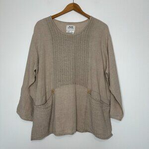 FLAX by Jeanne Engelhart Linen Top Small Tan Lagenlook Tunic Oversized